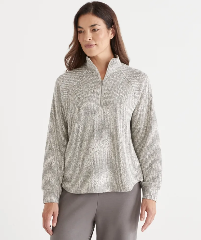 Sussan Tops|Loungewear>Textured Quarter-Zip Top