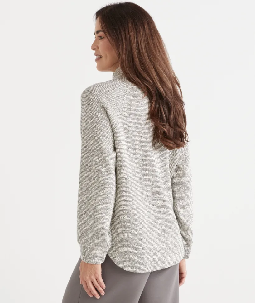 Sussan Tops|Loungewear>Textured Quarter-Zip Top
