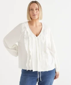 Sussan Tops|Shirts & Blouses>Tie Ruffle Detail Blouse