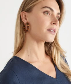Sussan Jewellery>Tonal Wooden Beaded Hoop Earrings