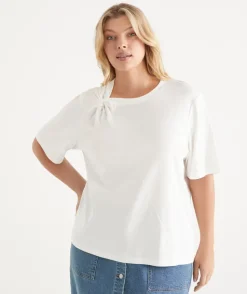 Sussan Tops|T-Shirts>Twist Detail Short Sleeve Tee
