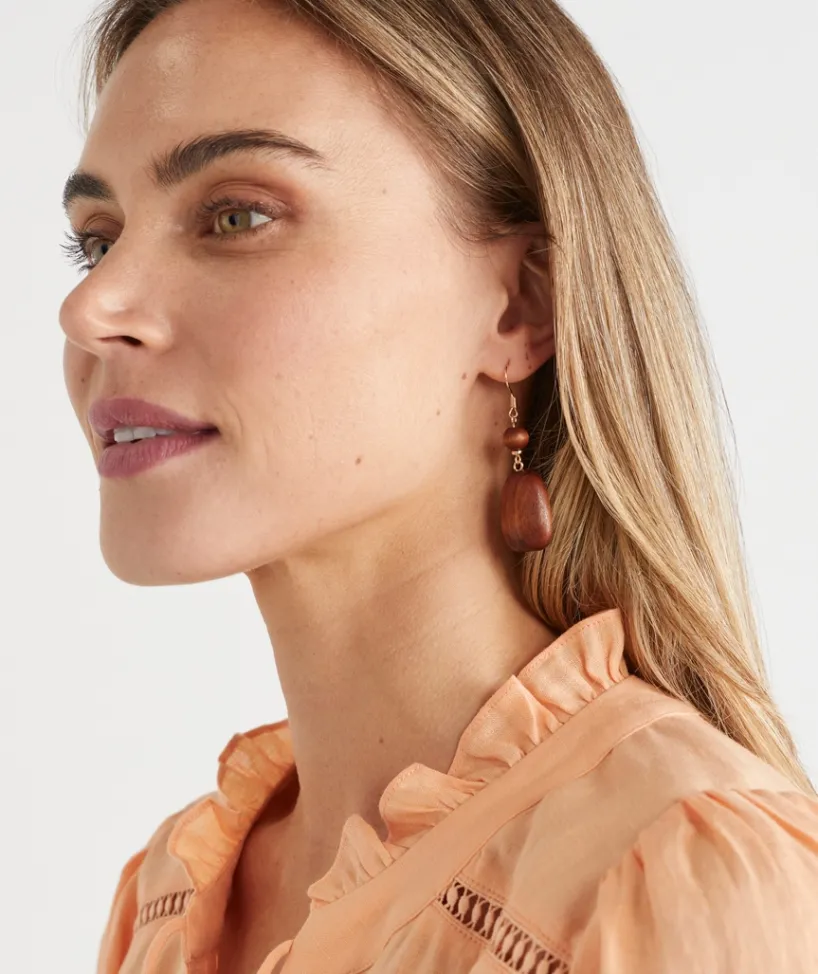 Sussan Jewellery>Two-Tier Wooden Earring