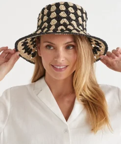 Sussan Hats>Two-Tone Raffia Bucket Hat