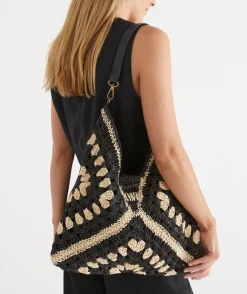 Sussan Bags>Two-Tone Raffia Shoulder Bag