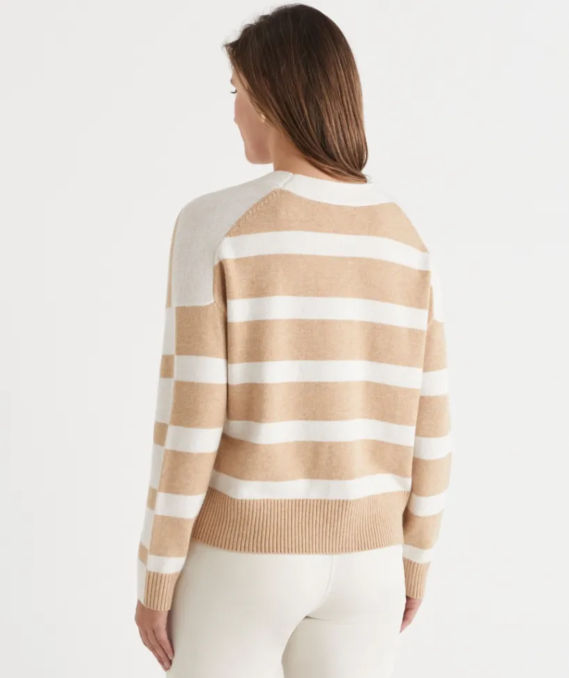 Sussan Knitwear|Knit Cardigans>V Neck Contrast Stripe Cardigan