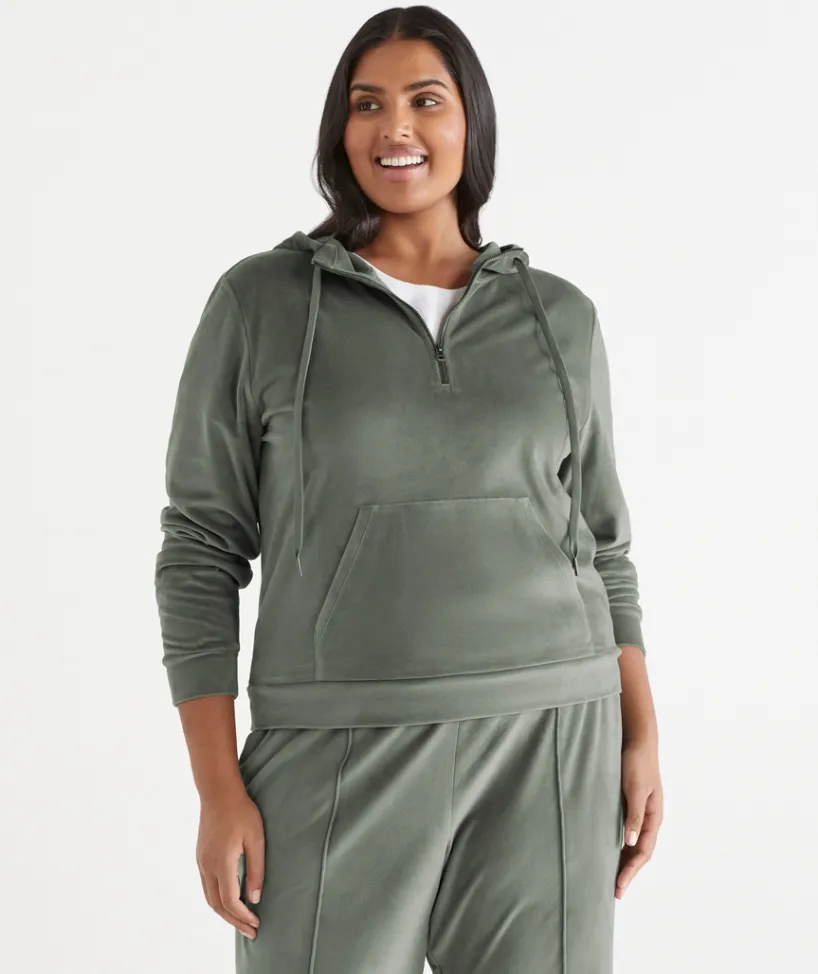 Sussan Loungewear|Loungewear>Velour Quarter-Zip Jumper - Light