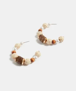 Sussan Jewellery>Wooden Pearl Hoop Earring
