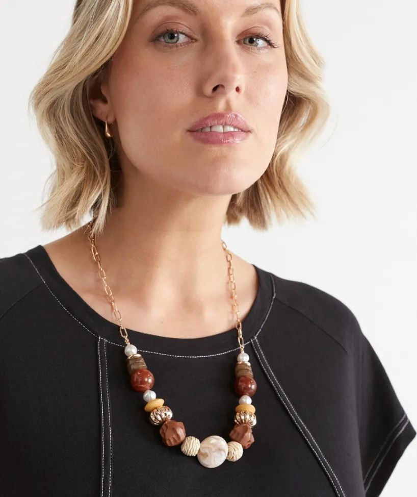 Sussan Jewellery>Wooden Pearl Necklace
